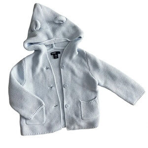 Baby Gap Light Blue Brennan Knit Bear Ear Hooded Sweater